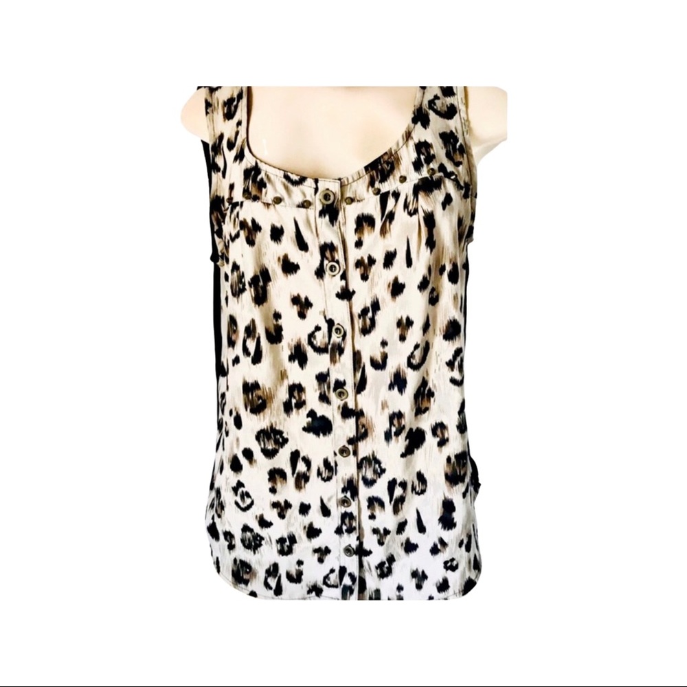 leopard button up sleeveless tank blouse